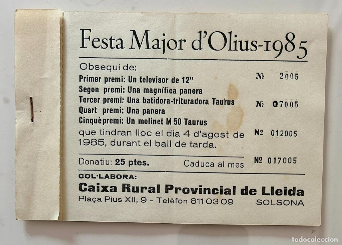 Sammelleidenschaft Andere Papierartikel: TALONARIO SORTEO - FESTA MAJOR D' OLIUS - SOLSON&Egrave;S - 1985 - 13 N&Uacute;MS.