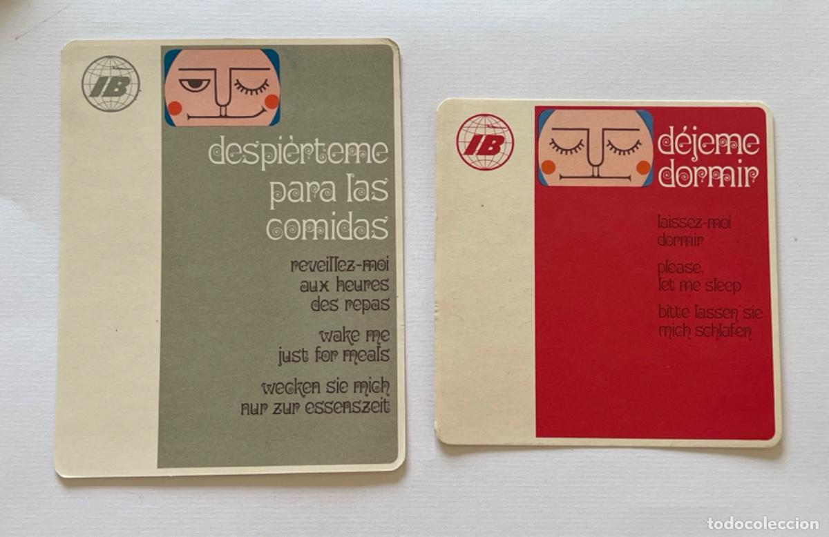 Otros art&iacute;culos de coleccionismo en papel: 2 TARJETAS &ldquo;NO MOLESTEN&rdquo; de IBERIA para el avi&oacute;n