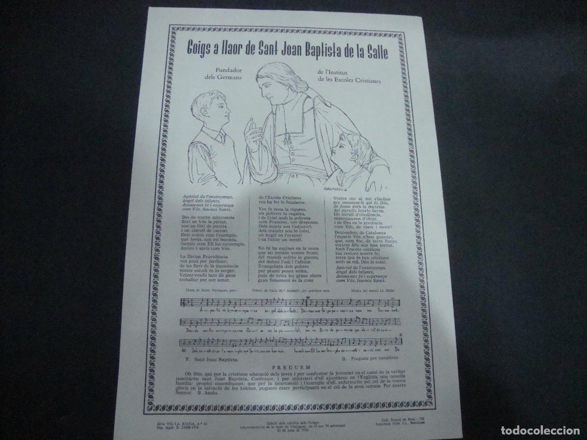Otros art&iacute;culos de coleccionismo en papel: GOIGS A LLAOR DE SANT JOAN BAPTISTA DE LA SALLE FUNDADOR GERMANS DE L'INSTITU DE LES ESCOLES CRISTIA