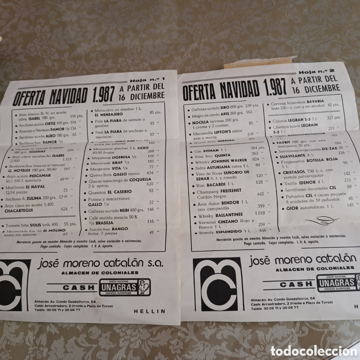 Otros art&iacute;culos de coleccionismo en papel: Hell&iacute;n,antiguo folleto 2 hojas ofertas Almac&eacute;n coloniales Jos&eacute; Moreno Catal&aacute;n