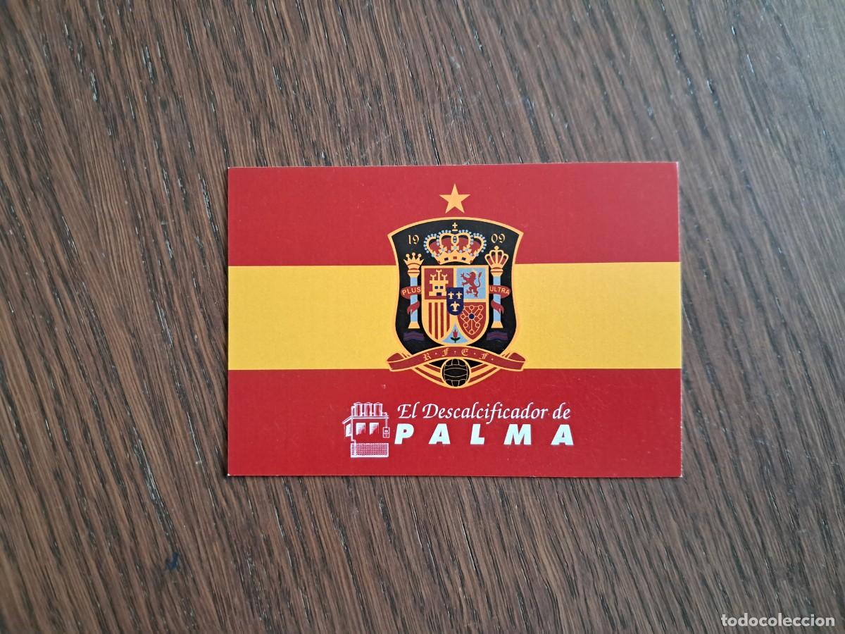 Otros art&iacute;culos de coleccionismo en papel: tarjeta de publicidad, descalcificaciones Palma, con bandera de Espa&ntilde;a.