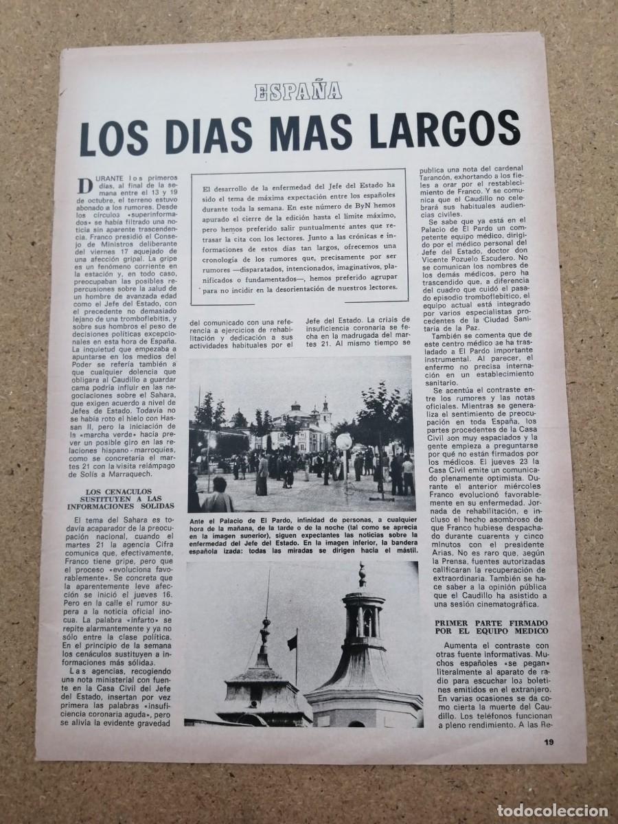 Otros art&iacute;culos de coleccionismo en papel: REPORTAJE. FRANCO, LOS DIAS MAS LARGOS