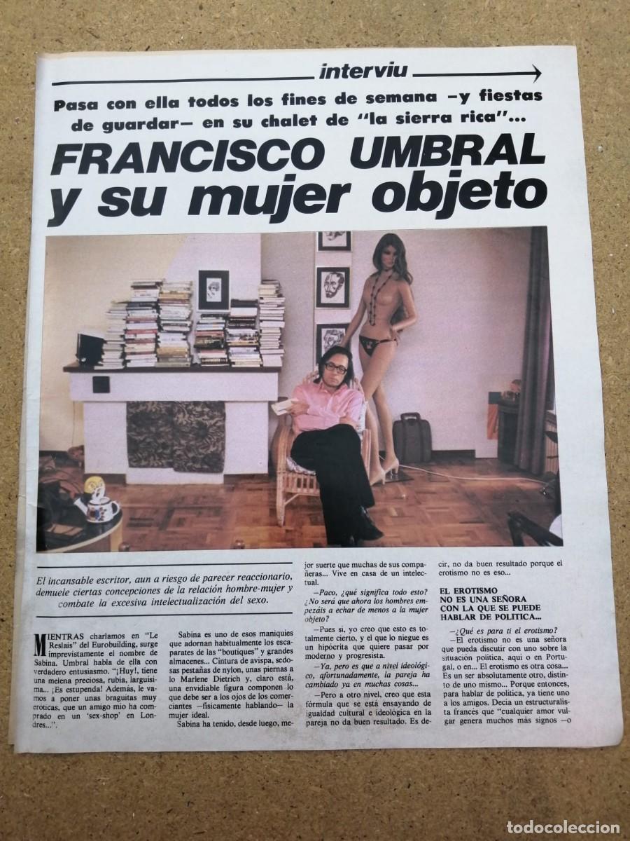 Otros art&iacute;culos de coleccionismo en papel: REPORTAJE. FRANCISCO UMBRAL Y SU MUJER OBJETO