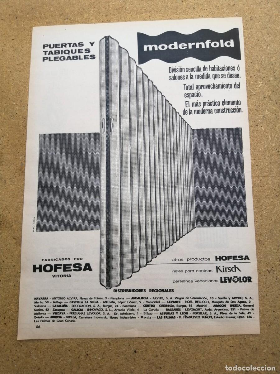 Otros art&iacute;culos de coleccionismo en papel: ANUNCIO. PUERTAS Y TABIQUES PLEGABLES MODERNFOLD