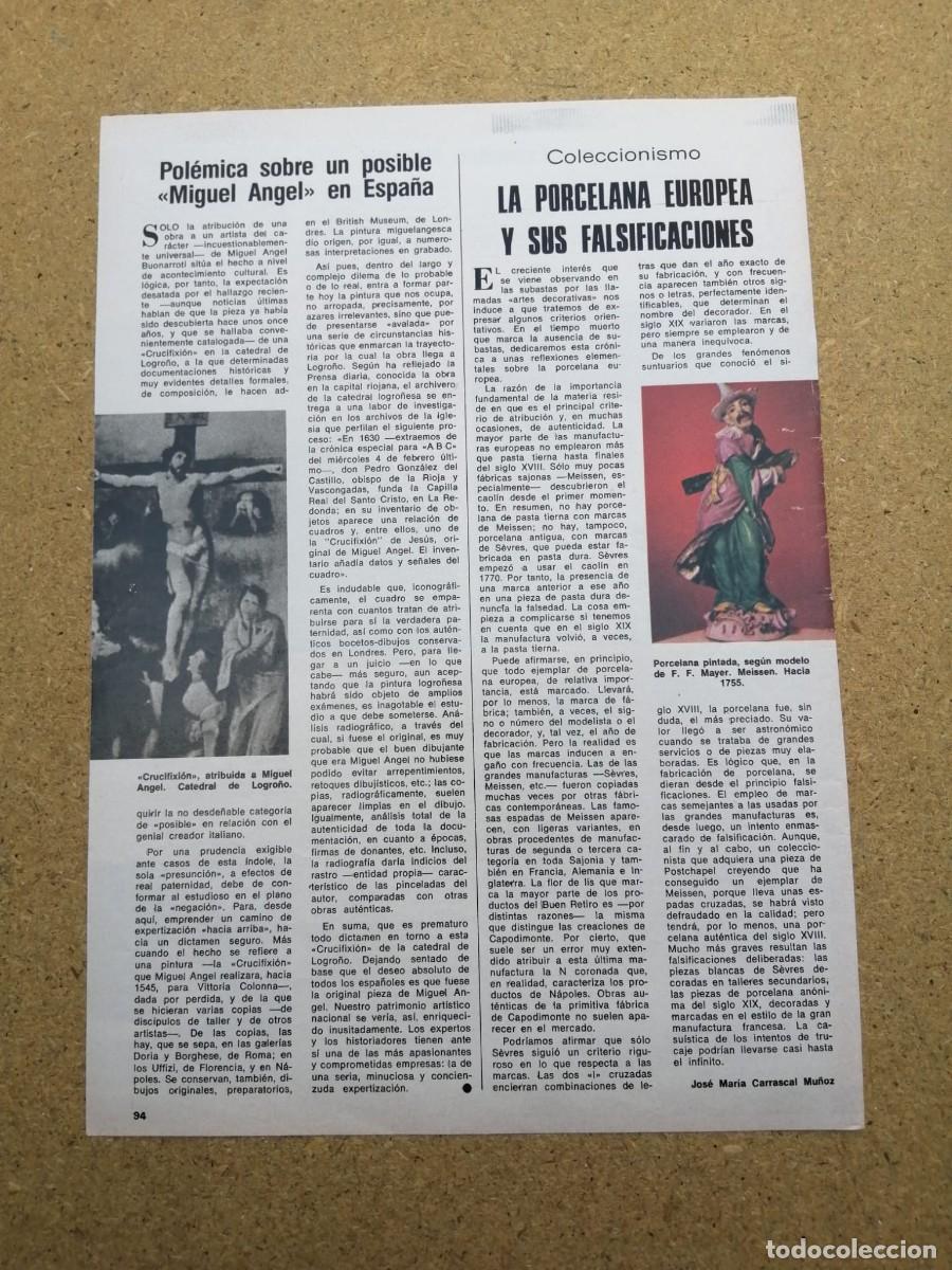 Otros art&iacute;culos de coleccionismo en papel: REPORTAJE. POLEMICA SOBRE UN POSIBLE MIGUEL ANGEL EN ESPA&Ntilde;A / PORCELANA EUROPEA Y FALSIFICACIONES