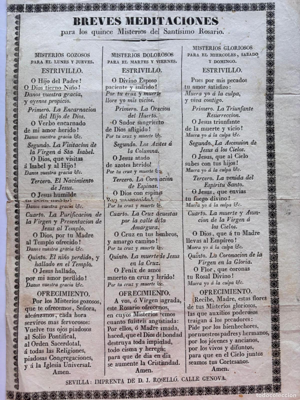 Otros art&iacute;culos de coleccionismo en papel: Breves meditaciones para los quince Misterios del Sant&iacute;simo Rosario[Sevilla] -