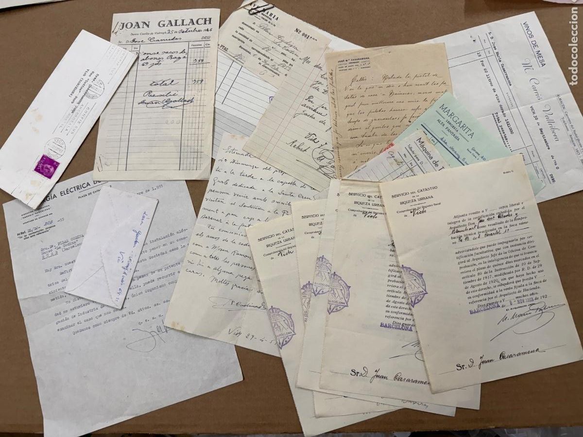 Otros art&iacute;culos de coleccionismo en papel: Lote documentos varios Gurb. Vich. Barcelona a&ntilde;os 1920-1960