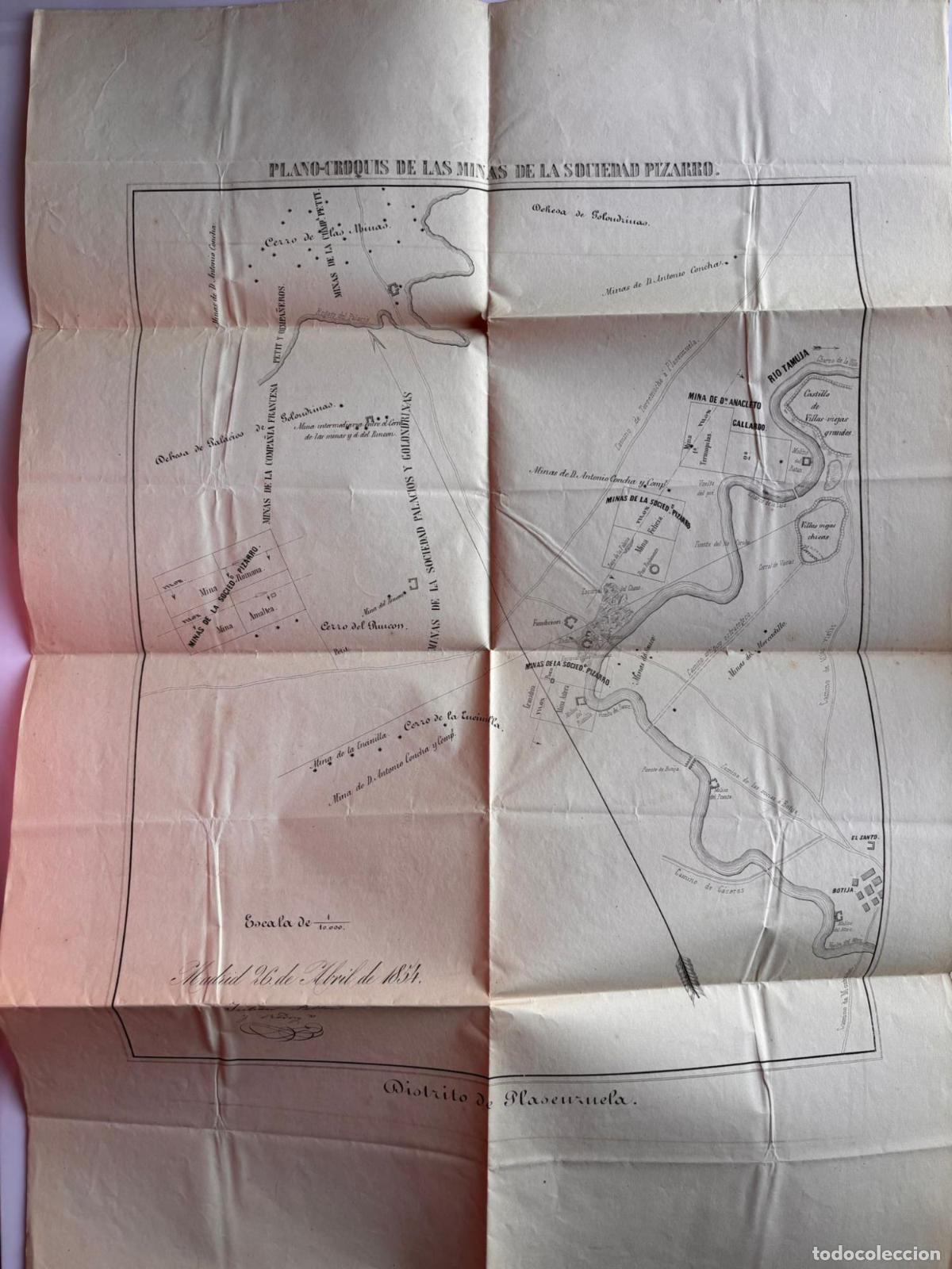Altri oggetti di carta: Plano-croquis de las minas de la Sociedad Pizarro. Distrito de Plasenzuela -
