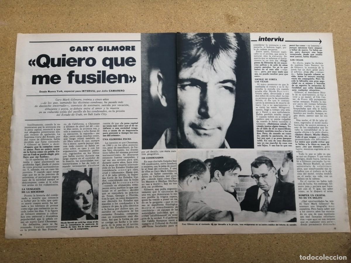Otros art&iacute;culos de coleccionismo en papel: REPORTAJE. GARY GILMORE, QUIERO QUE ME FUSILEN