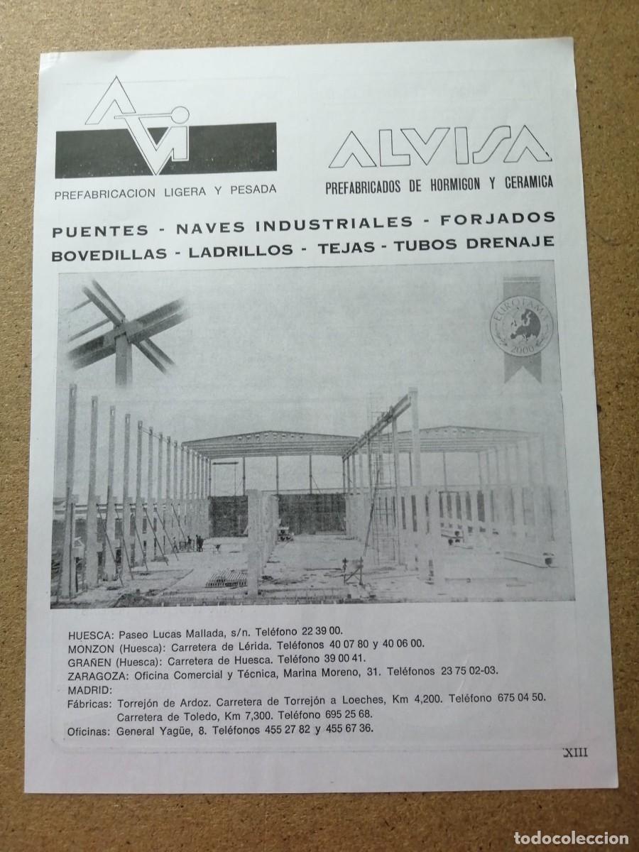 Otros art&iacute;culos de coleccionismo en papel: ANUNCIO. PREFABRICADOS DE HORMIGON Y CERAMICA ALVISA (HUESCA - MONZON - ZARAGOZA - GRA&Ntilde;EN - MADRID)