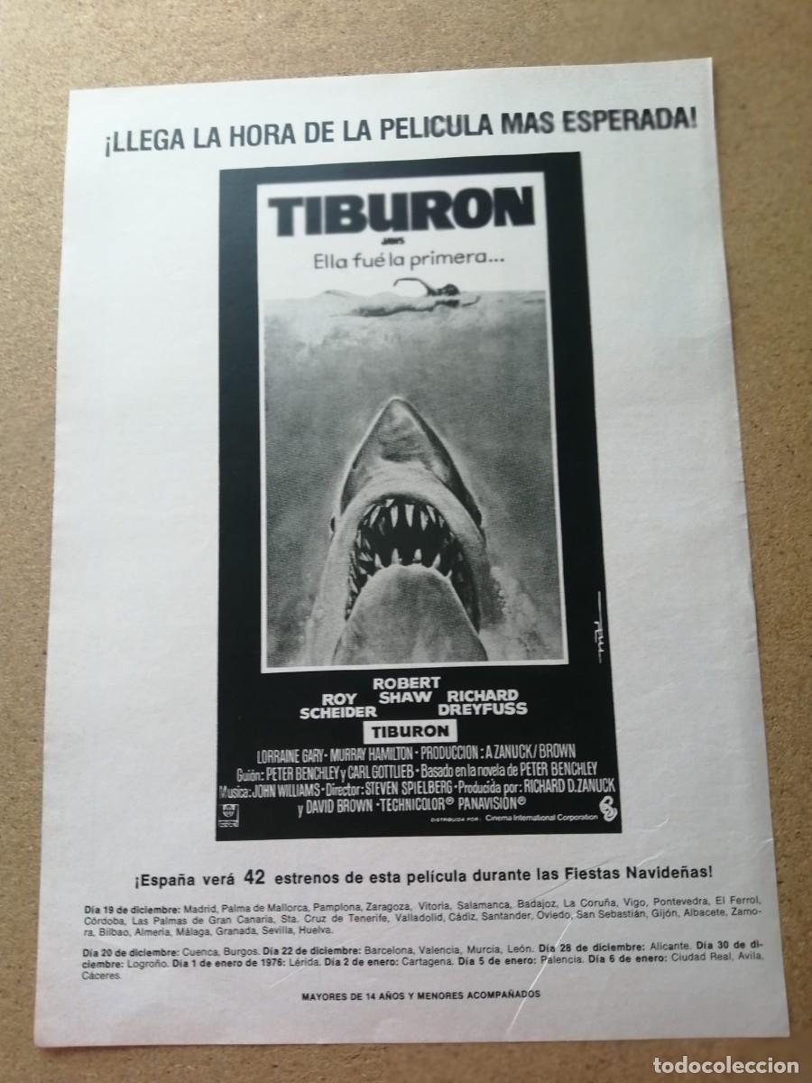 Otros art&iacute;culos de coleccionismo en papel: ANUNCIO CINE. TIBURON (STEVEN SPIELBERG)