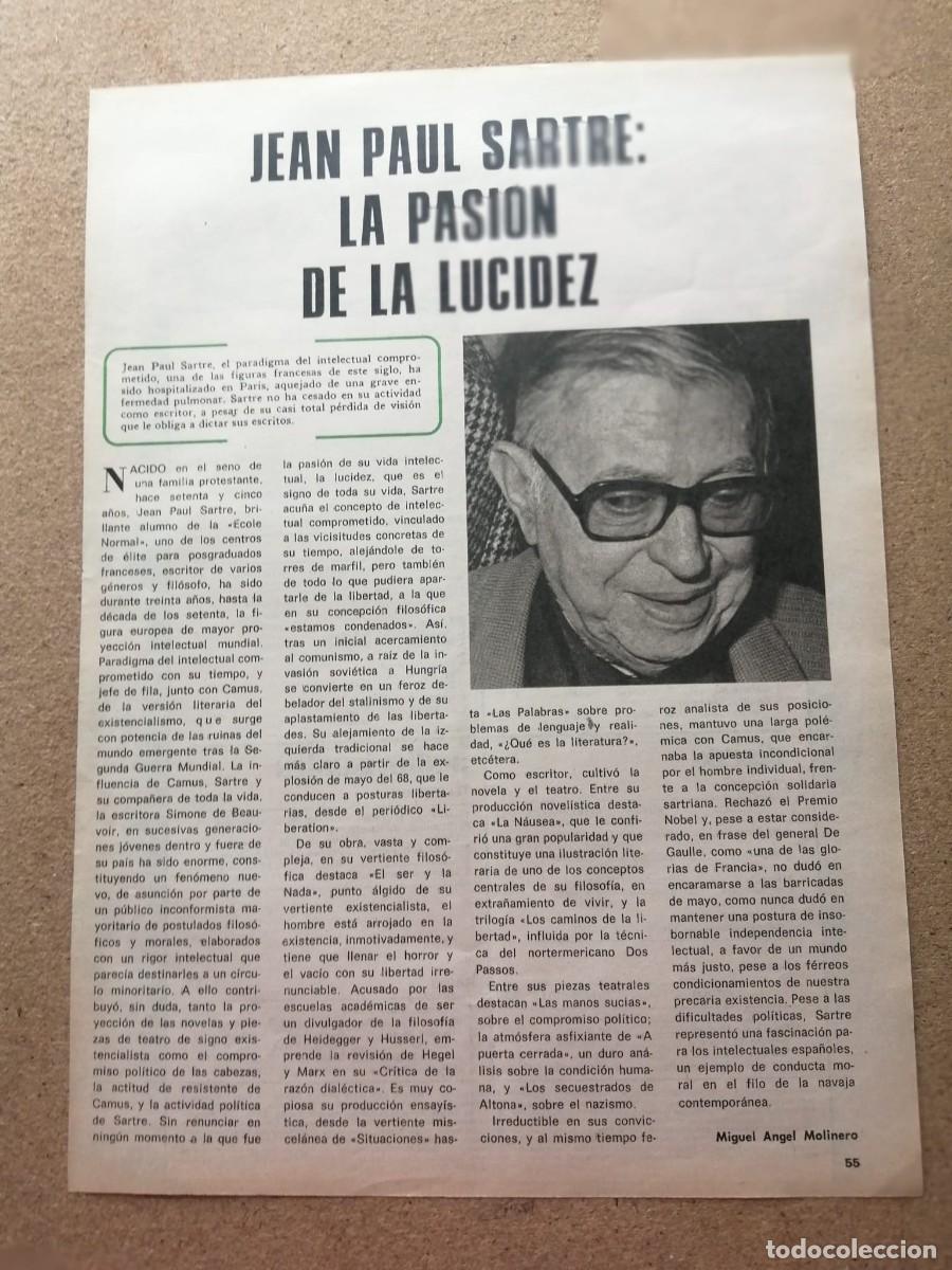 Otros art&iacute;culos de coleccionismo en papel: REPORTAJE. JEAN PAUL SARTRE, LA PASION DE LA LUCIDEZ