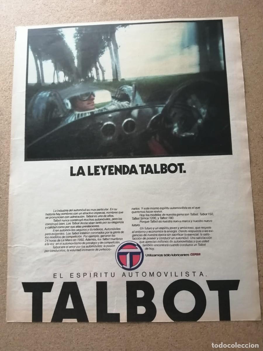 Otros art&iacute;culos de coleccionismo en papel: ANUNCIO. TALBOT, EL ESPIRITU AUTOMOVILISTA