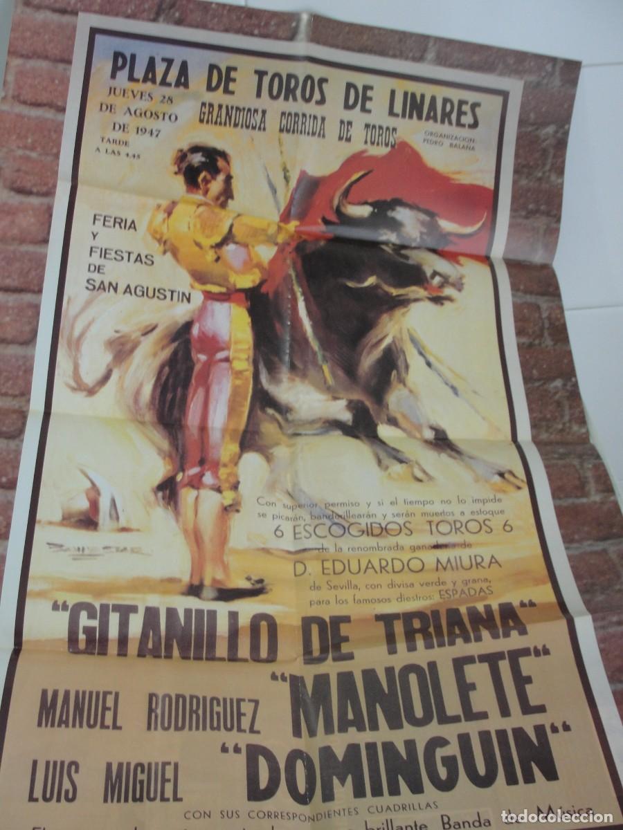 Otros art&iacute;culos de coleccionismo en papel: POSTER PUBLICITARIO EL COSSIO LOS TOROS - CARTEL TAURINO REVERSO - 90 X 60 CMS - MANOLETE 47 LINARES