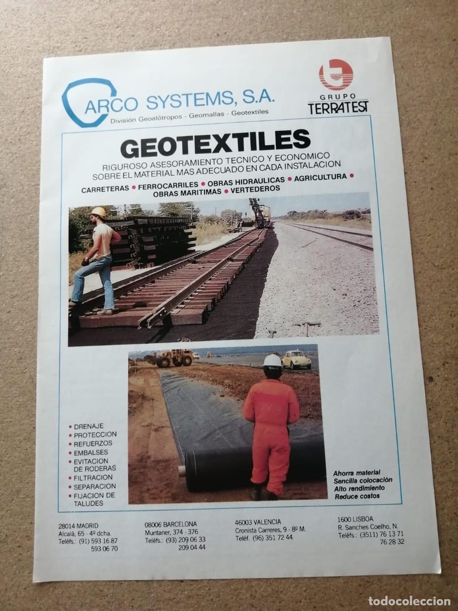 Otros art&iacute;culos de coleccionismo en papel: ANUNCIO. ARCO SYSTEMS S. A. GEOTEXTILES (BARCELONA - MADRID - VALENCIA)