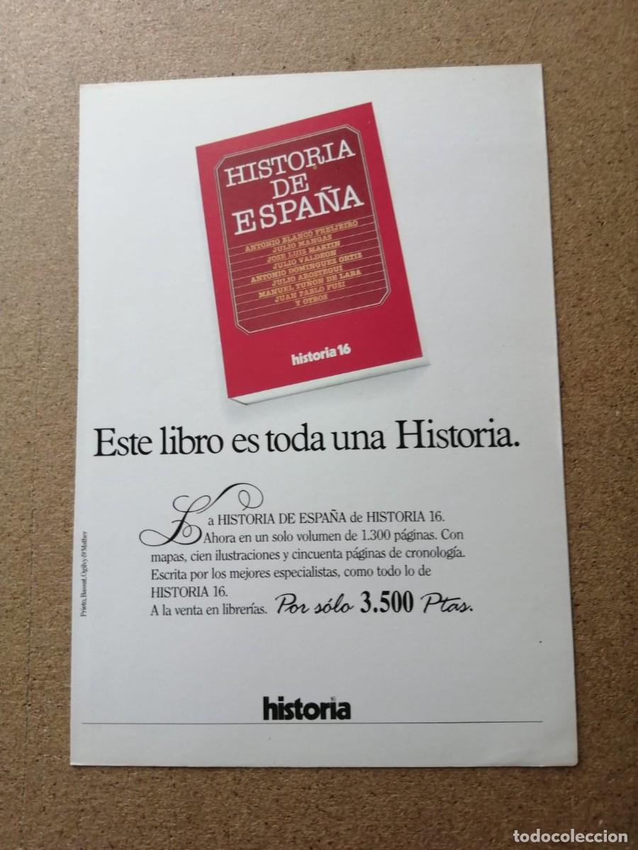 Otros art&iacute;culos de coleccionismo en papel: ANUNCIO. HISTORIA DE ESPA&Ntilde;A. UN LIBRO DE HISTORIA 16