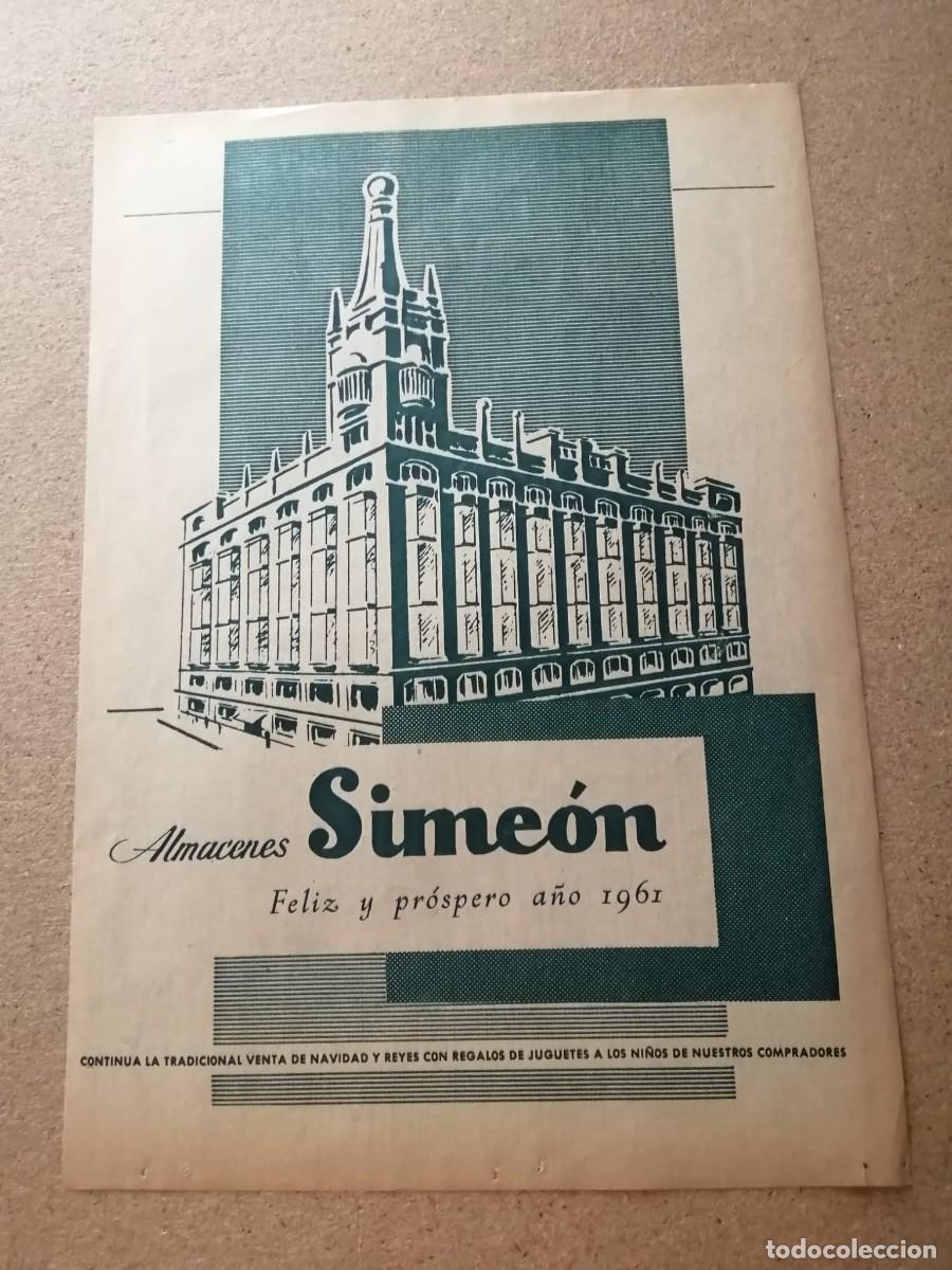 Otros art&iacute;culos de coleccionismo en papel: ANUNCIO. ALMACENES SIMEON, LES DESEA FELIZ A&Ntilde;O 1962 (MADRID)