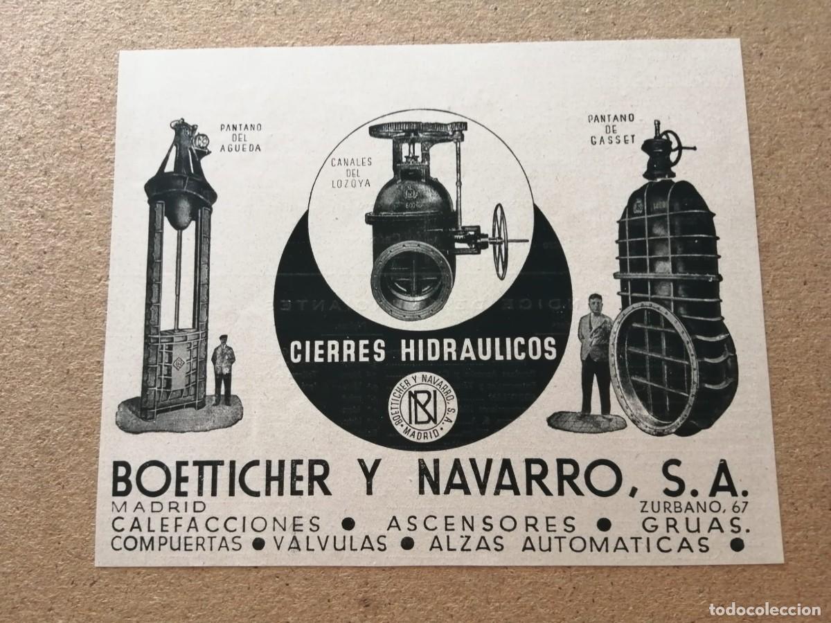 Otros art&iacute;culos de coleccionismo en papel: ANUNCIO. CIERRES HIDRAULICOS BOETTICHER Y NAVARRO