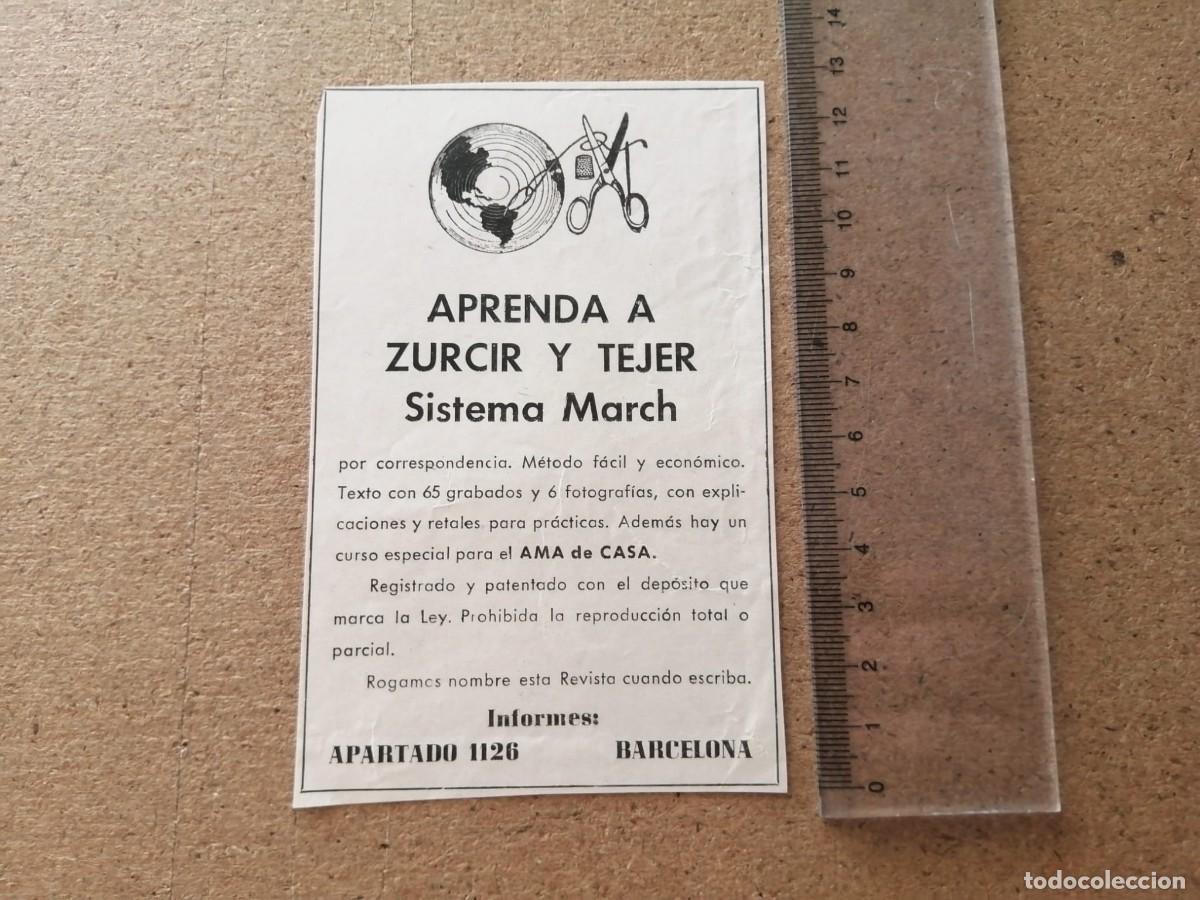 Altri oggetti di carta: ANUNCIO. APRENDA A ZURCIR Y TEJER CON EL SISTEMA MARCHA (BARCELONA)