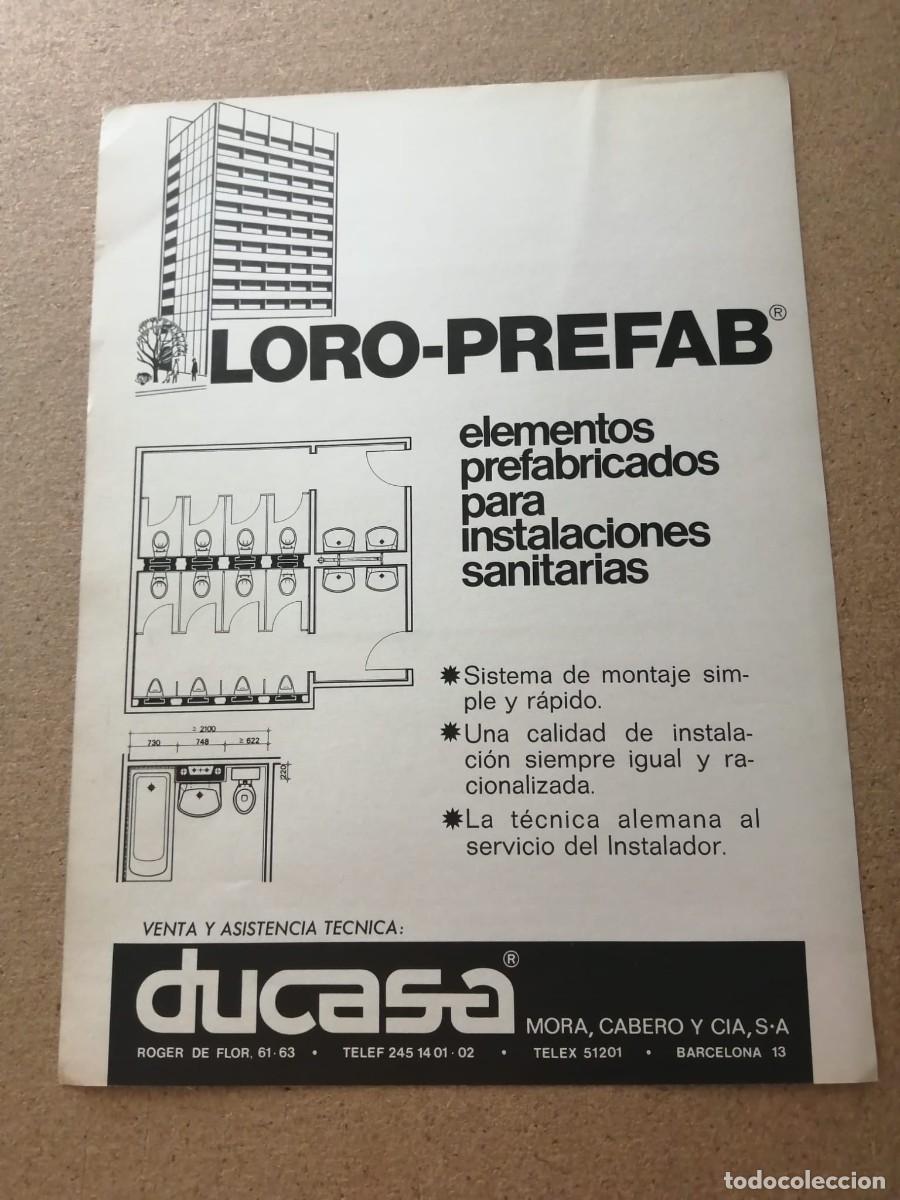 Otros art&iacute;culos de coleccionismo en papel: ANUNCIO. LORO PREFAB, ELEMENTOS PREFABRICADOS PARA INSTALACIONES SANITARIAS