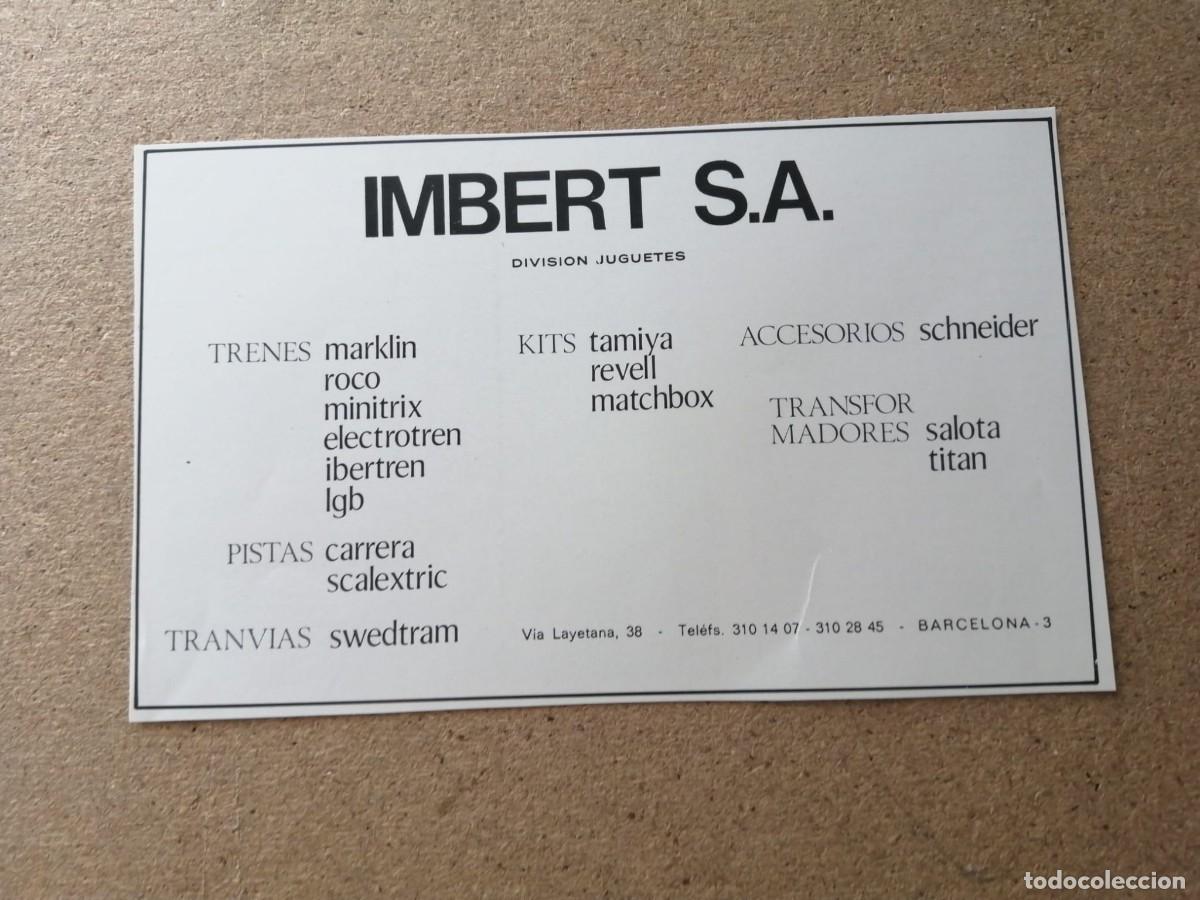Otros art&iacute;culos de coleccionismo en papel: ANUNCIO. IMBERT S. A. DIVISION DE JUGUETES (BARCELONA)