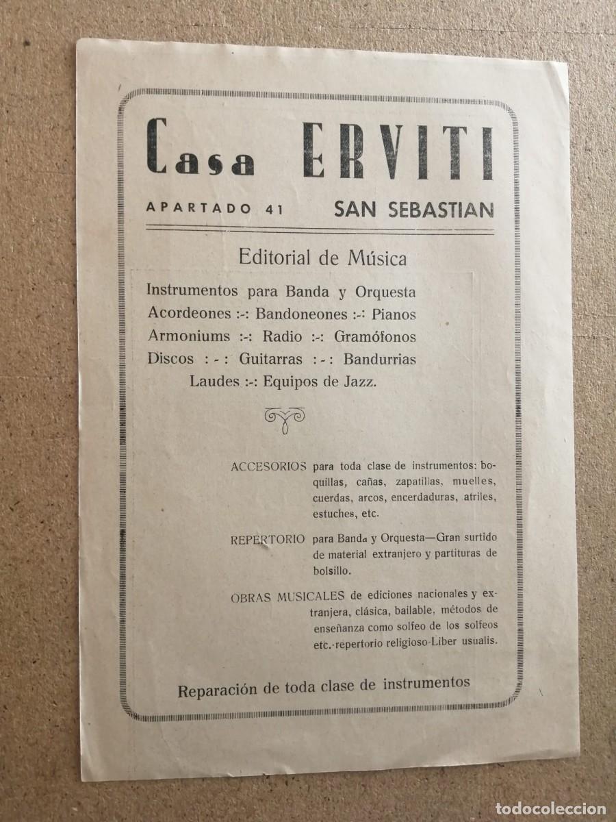 Otros art&iacute;culos de coleccionismo en papel: ANUNCIO. CASA ERVITI, EDITORIAL DE MUSICA - REPARACION DE INSTRUMENTOS (SAN SEBASTIAN)