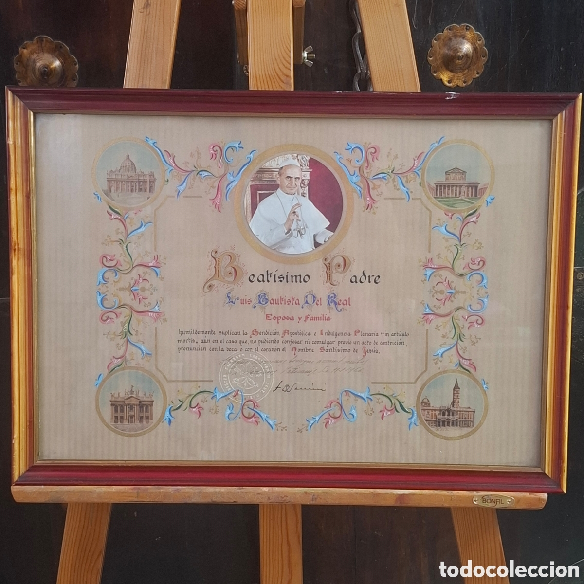 Otros art&iacute;culos de coleccionismo en papel: ANTIGUO DIPLOMA EN PAPEL PERGAMINO AL BEATISIMO PADRE LUIS BAUTISTA DEL REAL. CON SELLO MAGISTER SAC