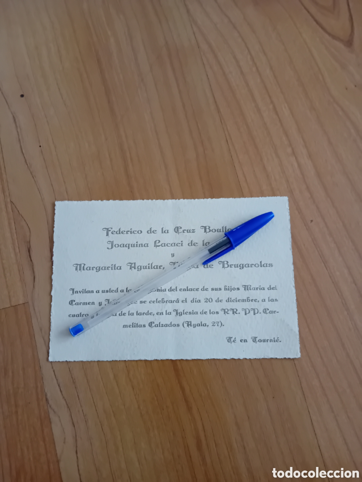 Otros art&iacute;culos de coleccionismo en papel: INVITACION BODA. CRUZ BOULLOSA. LACACI DE LA CRUZ. BRUGAROLAS. MADRID. A&Ntilde;OS 70