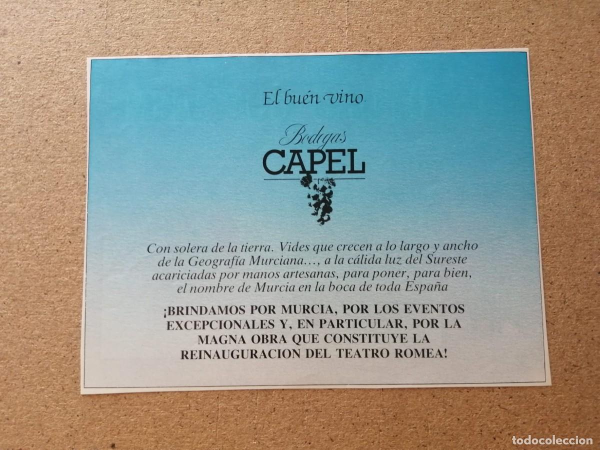 Otros art&iacute;culos de coleccionismo en papel: ANUNCIO. BODEGAS CAPEL, MURCIA