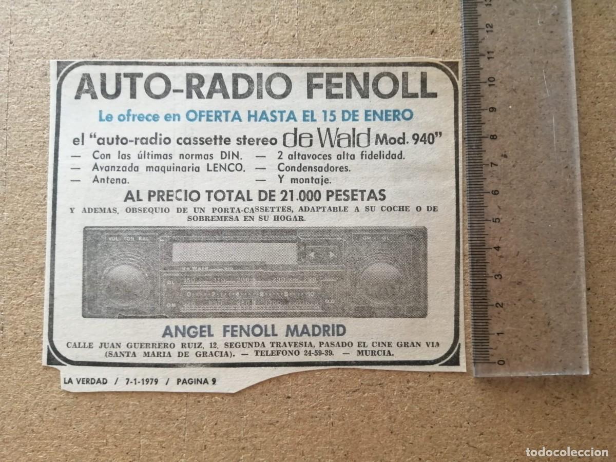 Otros art&iacute;culos de coleccionismo en papel: ANUNCIO. AUTO RADIO FENOLL (MURCIA)