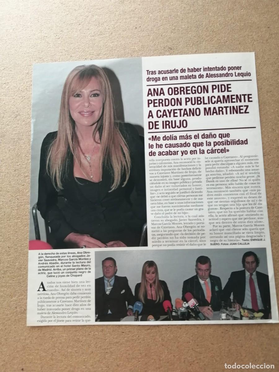 Otros art&iacute;culos de coleccionismo en papel: ARTICULO. ANA OBREGON PIDE PERDON PUBLICAMENTE A CAYETANO MARTINEZ DE IRUJO