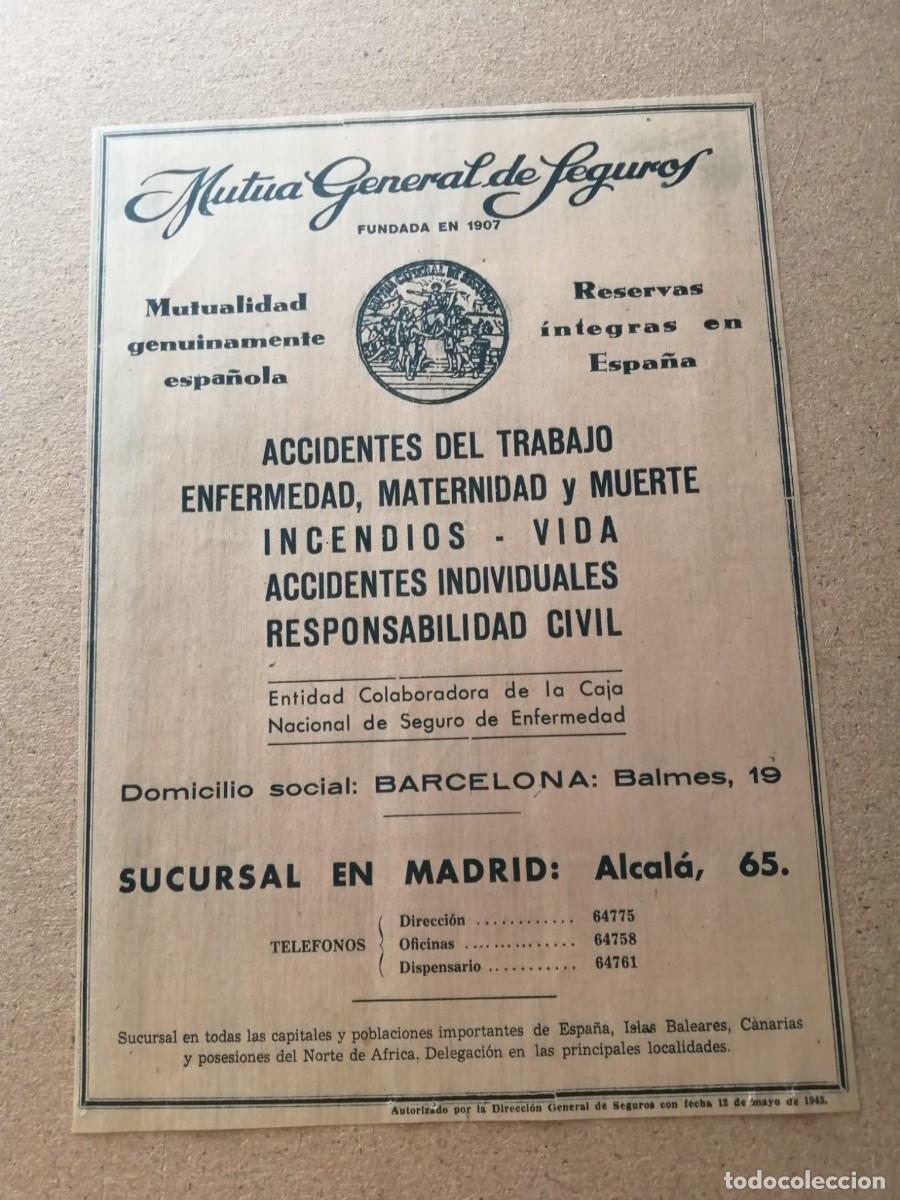 Otros art&iacute;culos de coleccionismo en papel: ANUNCIO. MUTUA GENERAL DE SEGUROS