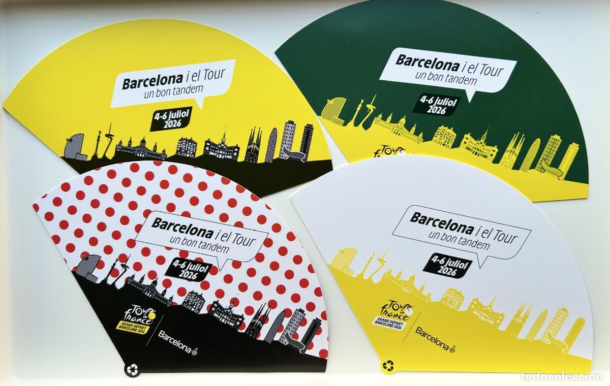 Otros art&iacute;culos de coleccionismo en papel: Coleccion 4 Abanicos TOUR de Francia 2026 Barcelona