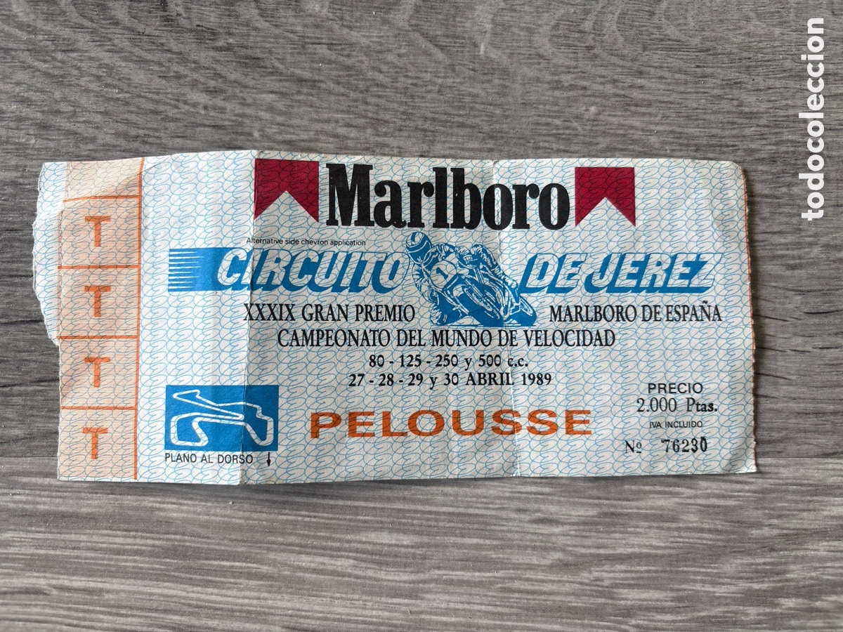Otros art&iacute;culos de coleccionismo en papel: Entrada circuito Jerez Gran Premio Marlboro 1989
