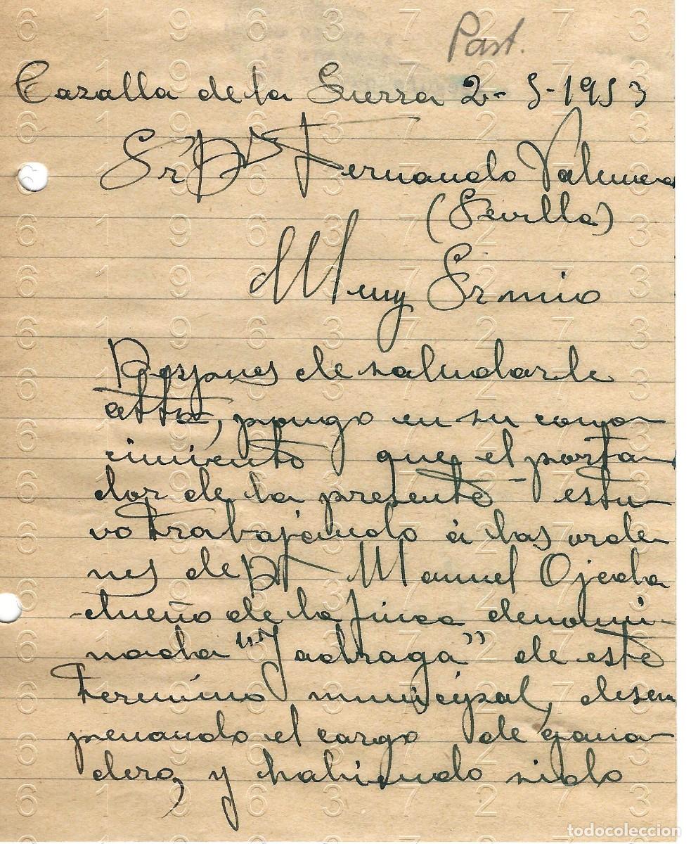 Otros art&iacute;culos de coleccionismo en papel: CAZALLA DE LA SIERRA 1953 CARTA M45