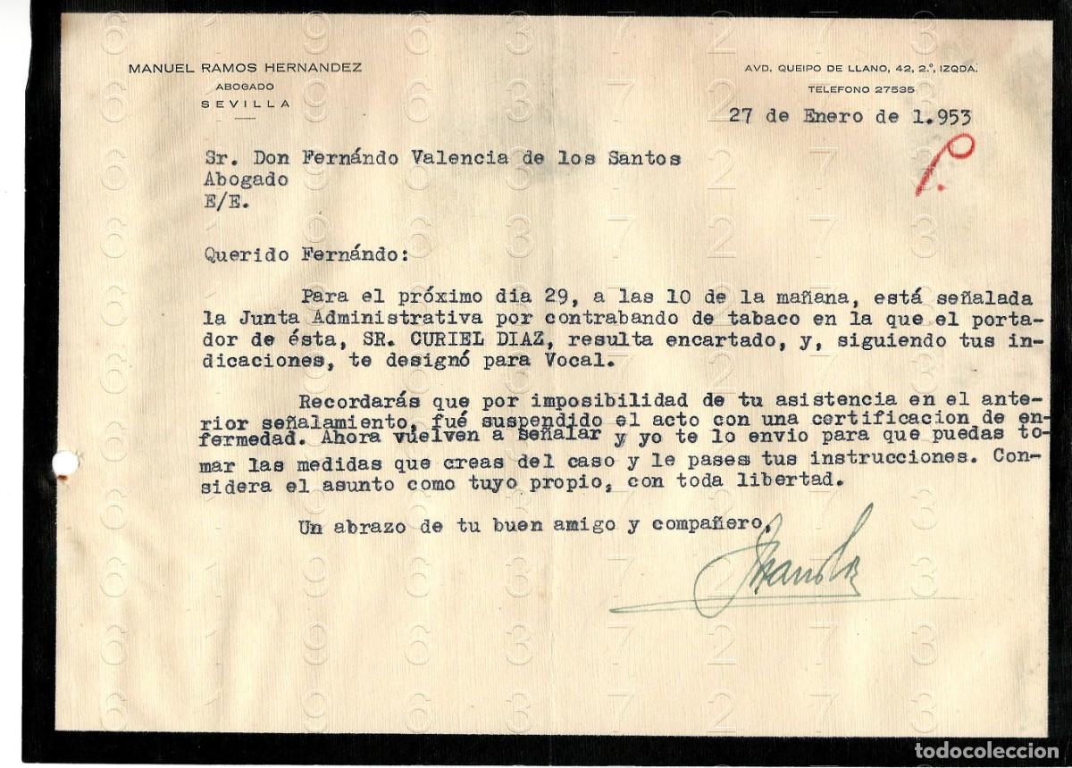 Otros art&iacute;culos de coleccionismo en papel: SEVILLA MANUEL RAMOS HERNANDEZ 1953 CARTA M46