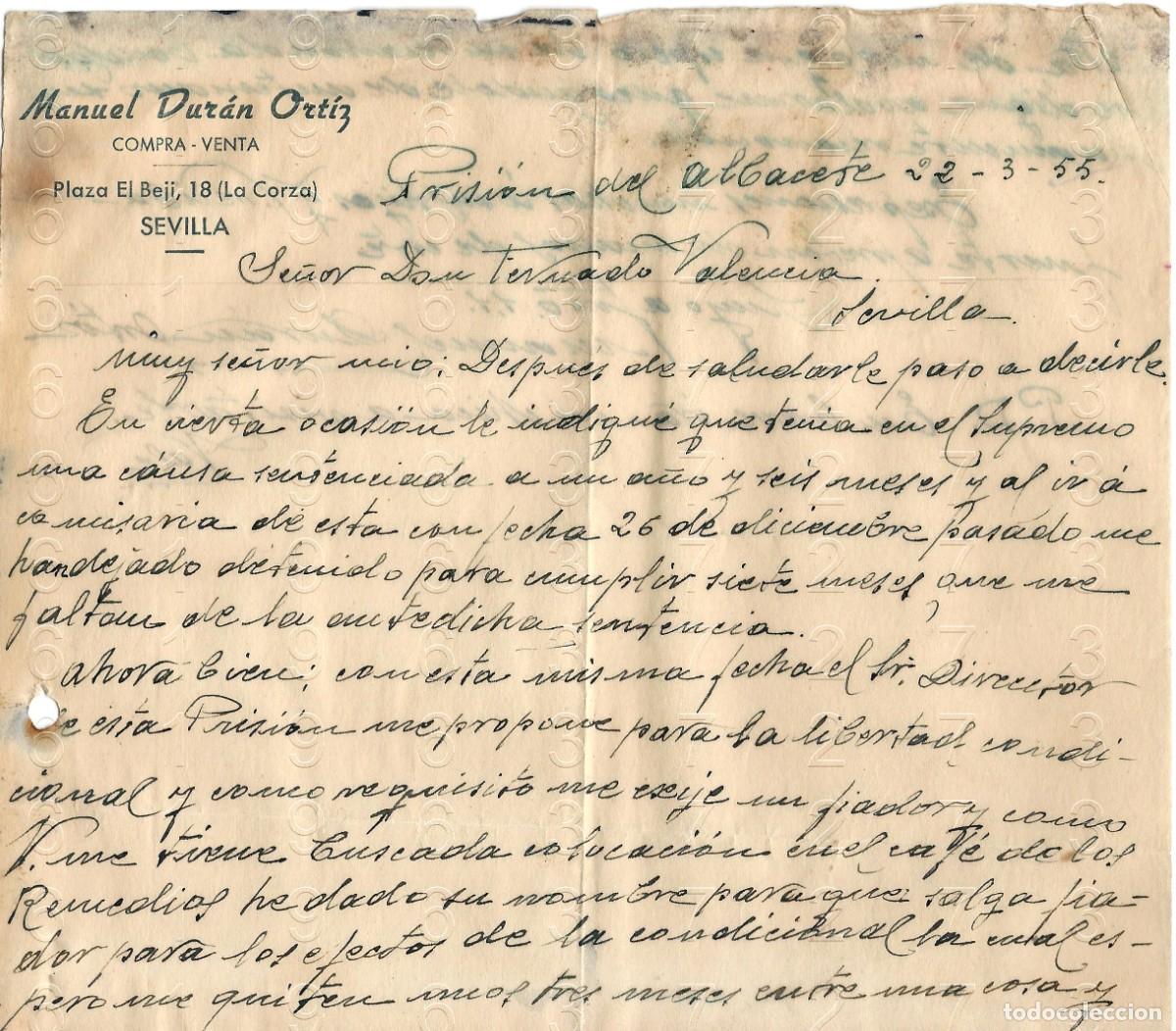 Otros art&iacute;culos de coleccionismo en papel: PRISION DE ALBACETE 1955 CARTA M46