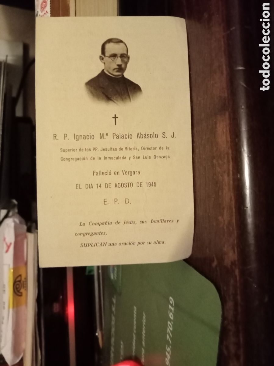 Otros art&iacute;culos de coleccionismo en papel: Esquela f&uacute;nebre de sacerdote jesuita 1945
