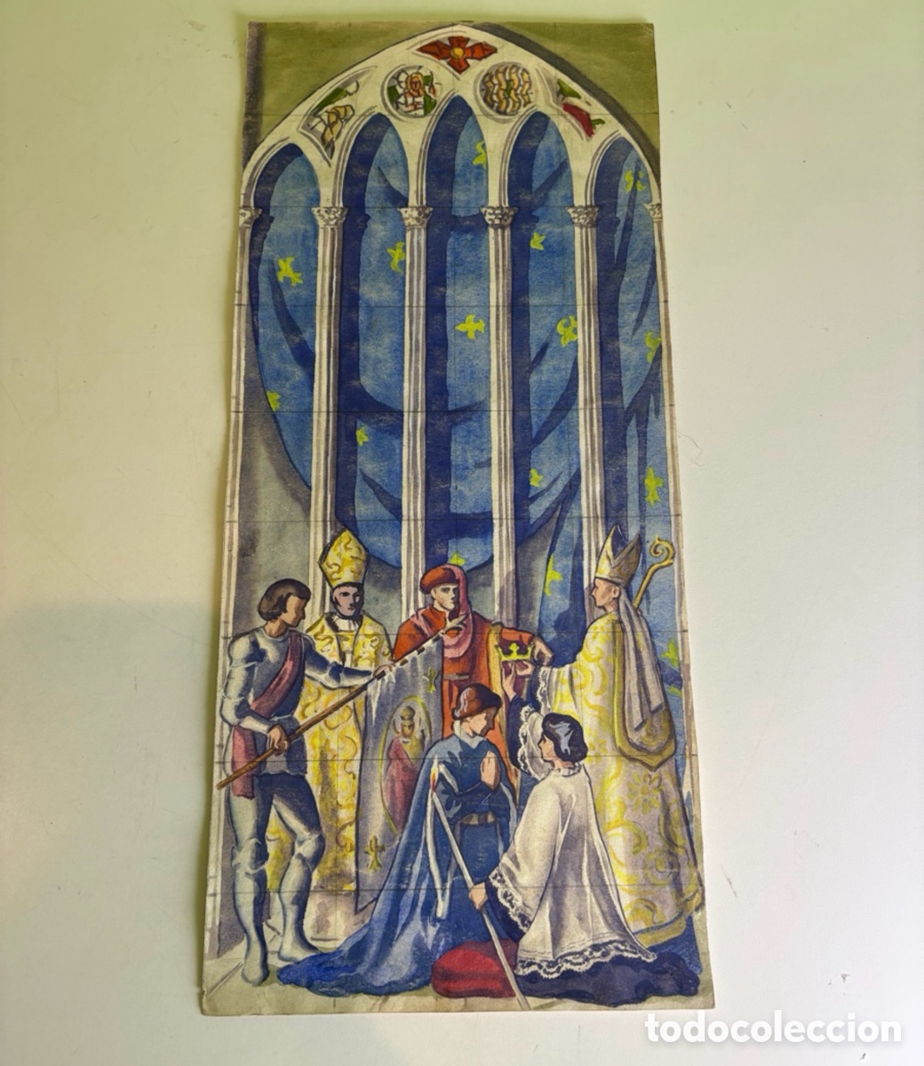 Sammelleidenschaft Andere Papierartikel: Carles Prun&eacute;s (1937-2017) &ndash; Escena medieval religiosa sobre papel