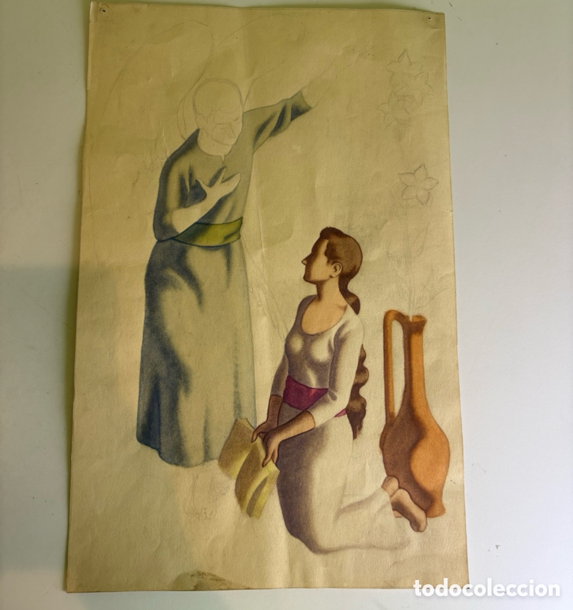 Sammelleidenschaft Andere Papierartikel: Carles Prun&eacute;s (1937-2017) &ndash; Escena religiosa inacabada sobre papel