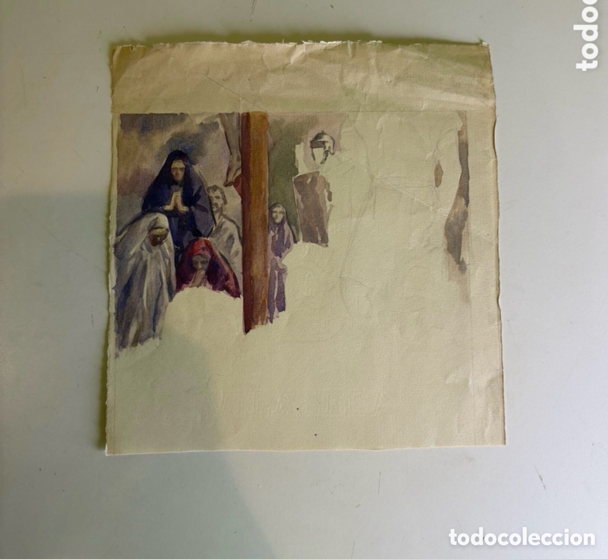 Sammelleidenschaft Andere Papierartikel: Carles Prun&eacute;s (1937-2017) &ndash; Escena religiosa inacabada sobre papel