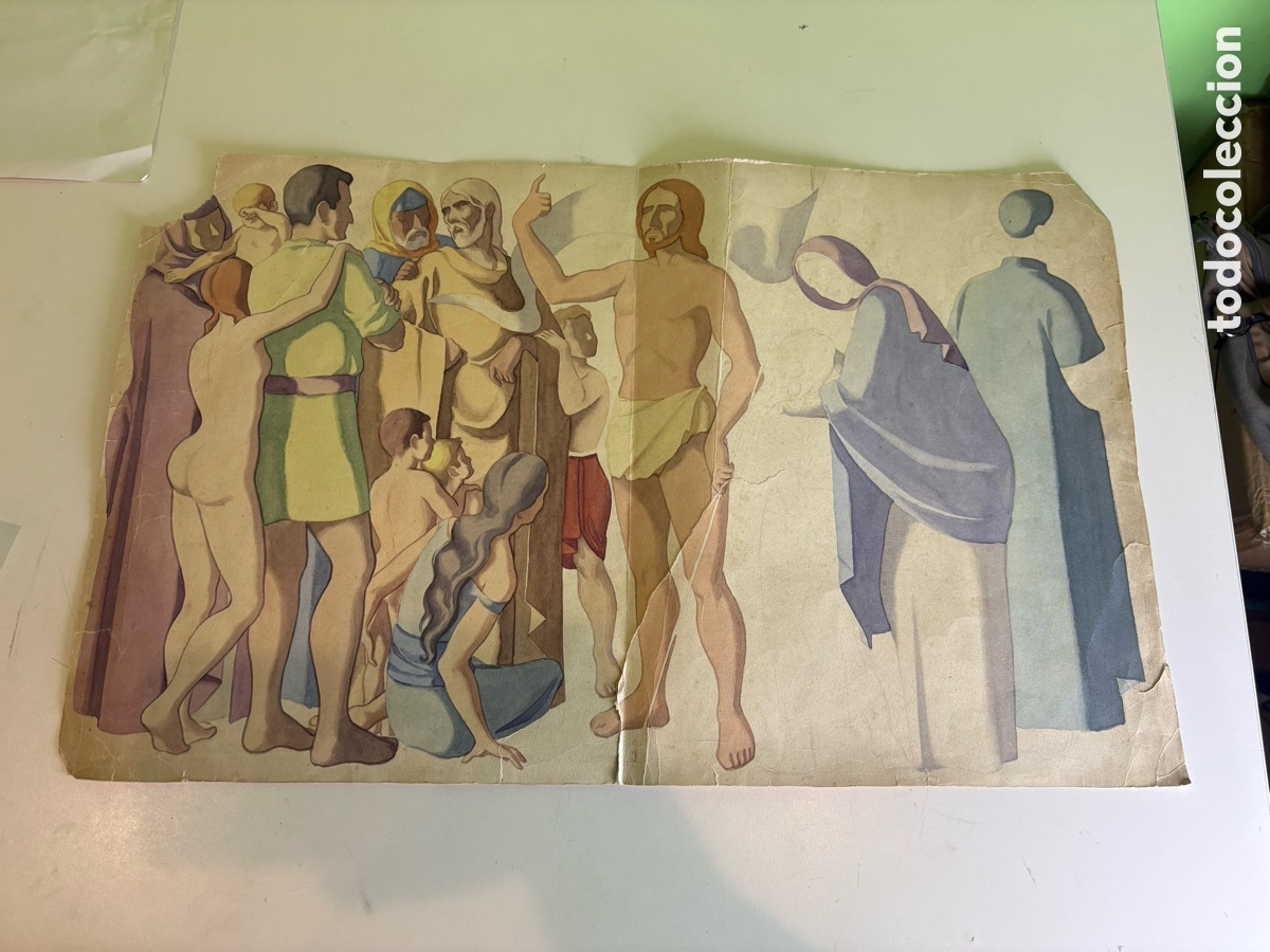 Sammelleidenschaft Andere Papierartikel: Carles Prun&eacute;s (1937-2017) &ndash; Gran composici&oacute;n religiosa inacabada sobre papel