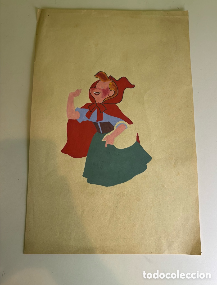 Altri oggetti di carta: Carles Prun&eacute;s (1937-2017) &ndash; Ilustraci&oacute;n original de Caperucita Roja sobre papel