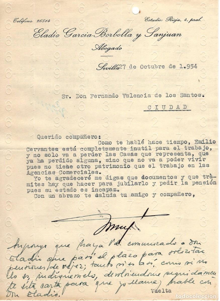 Collectionnisme Papier divers: ELADIO GARCIA BORBOLLA Y SANJUAN 1954 CARTA M47