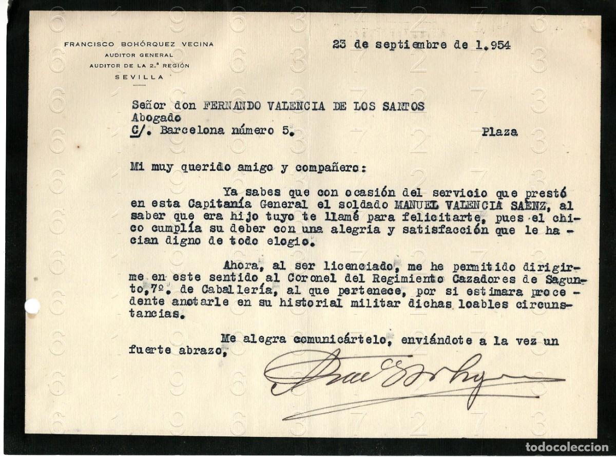 Collectionnisme Papier divers: FRANCISCO BOHORQUEZ VECINA SEVILLA 1954 CARTA M47