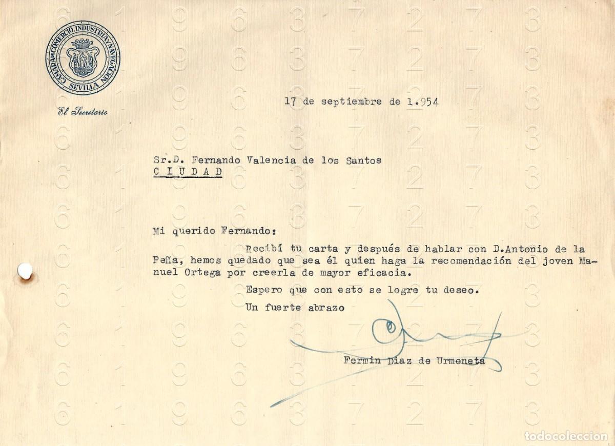 Collectionnisme Papier divers: FERMIN DIAZ DE URMENETA SEVILLA 1954 CARTA M47