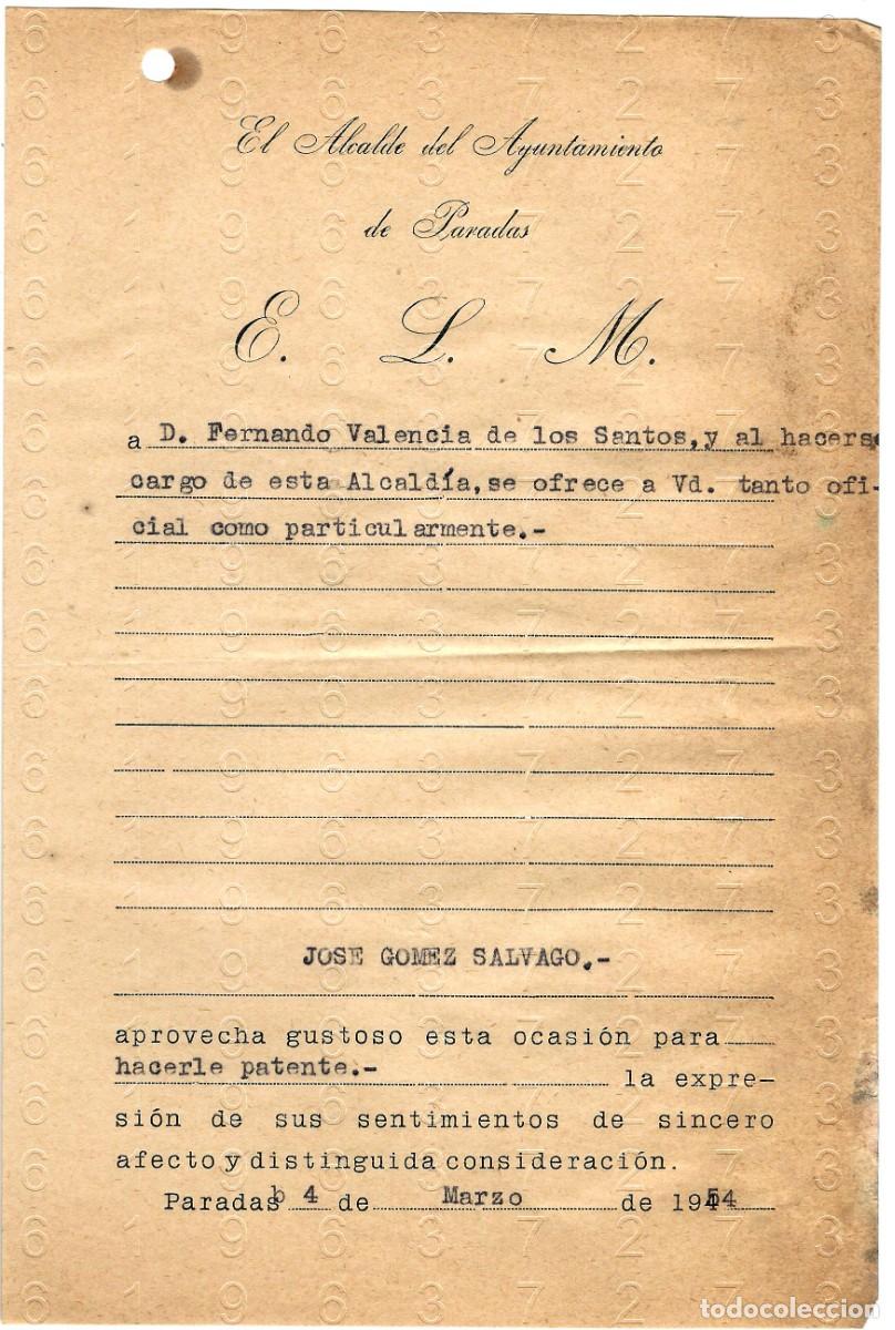 Otros art&iacute;culos de coleccionismo en papel: PARADAS PUEBLO SEVILLA JOSE GOMEZ SALVAGO 1954 CARTA M47