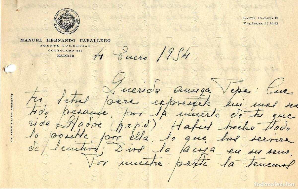 Otros art&iacute;culos de coleccionismo en papel: MADRID MANUEL HERNANDO CABALLERO 1954 CARTA M47
