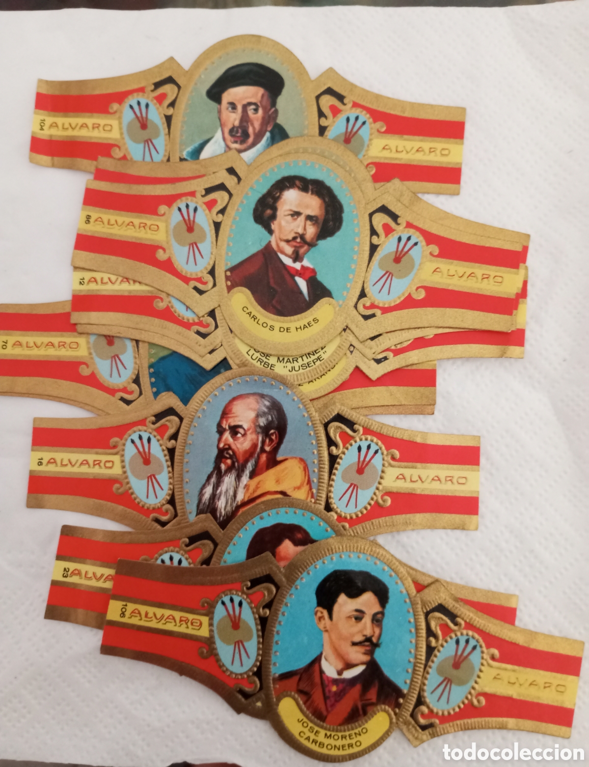 Otros art&iacute;culos de coleccionismo en papel: 51 vitolas &Aacute;lvaro .Pintores 10 cms