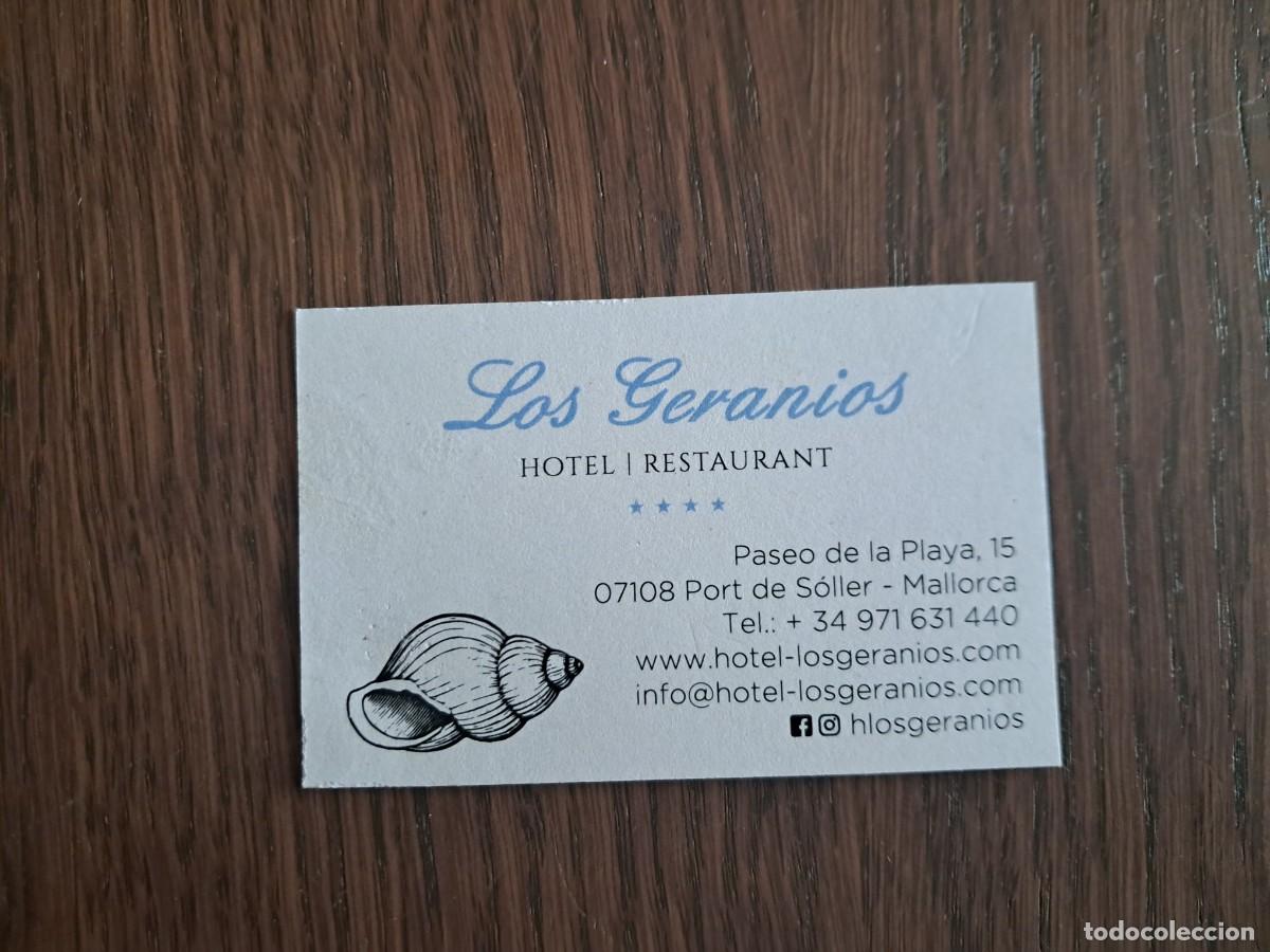 Otros art&iacute;culos de coleccionismo en papel: tarjeta de visita, hotel restaurant los geranios, Port de S&oacute;ller, Mallorca.
